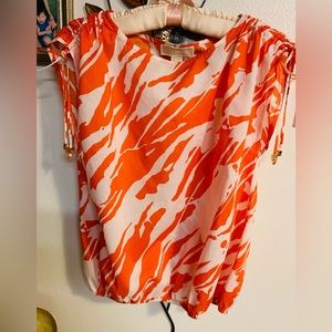 Michael Kors Orange/White Blouse Med